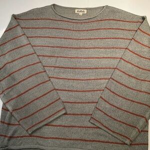 Listicle Gray Sweater with Red Stripes
